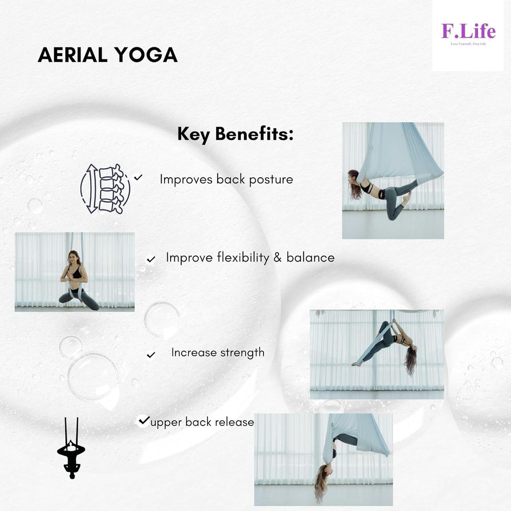 Aerial Yoga Hammock 5.5 Yards Premium Aerial Silk Fabric Yoga Swing for Antigravity Yoga Inversion Include Daisy Chain,Carabiner and Pose Guide